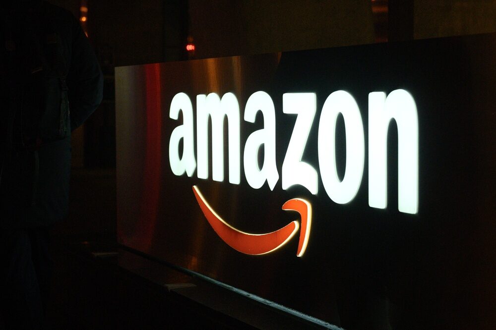 Logo di Amazon con rappresentazione grafica dei dati sul welfare